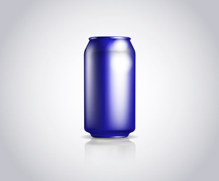 Blue metal can. Vector illustration of cold drink can isolated
