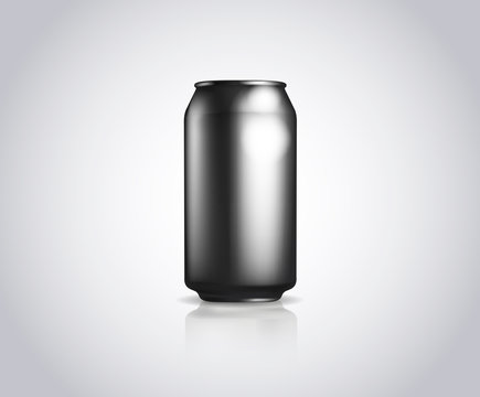 Black metal can. Vector illustration of cold drink can isolated