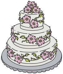 Hand drawing of a bride cake