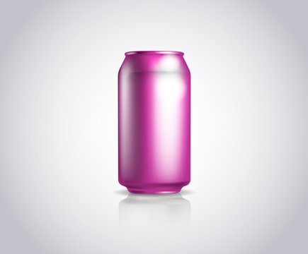 Pink metal can. Vector illustration of cold drink can isolated