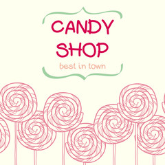 Cartoon lollipops hand drawn seamless bottom border