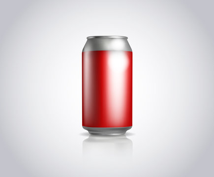 Red metal can. Vector illustration of cold drink can isolated
