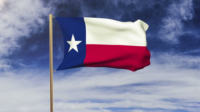 texas flag waving in the wind. Green screen, alpha matte