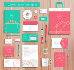 Vector artistic corporate identity template with color elements