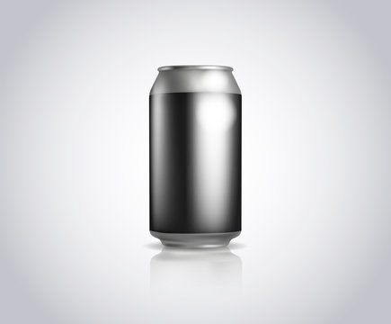 Black metal can. Vector illustration of cold drink can isolated