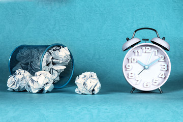 retro and vintage style of Old fashioned alarm clock and clumple