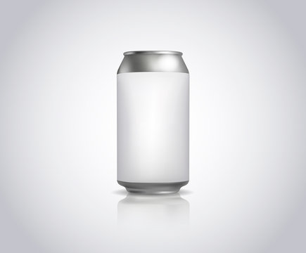 Metal can with white label. Template can.