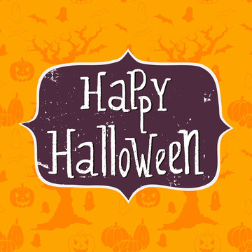 Halloween greeting card template with hand lettering