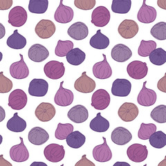 Seamless pattern with hand drawn colorful figs