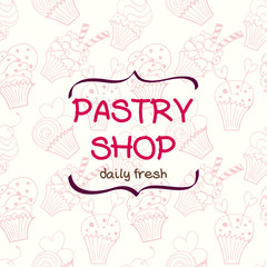 Cartoon cupcakes seamless pattern