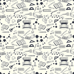 Doodle school seamless pattern
