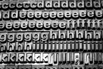 vintage letterpress alphabet and number background
