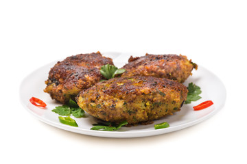 Fish cakes isolated on white background