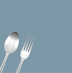 Beautiful silverware or flatware of fork and spoon