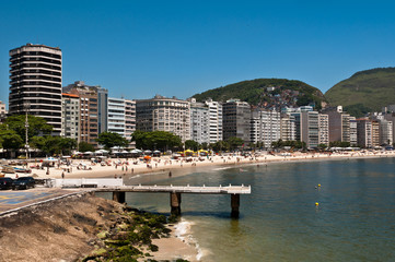 Copacabana Beach with Luxury Buildings and Mountains
