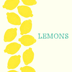 Vertical seamless pattern with hand drawn lemons