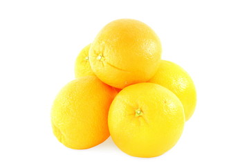 fresh orange fruit closeup in pure white background