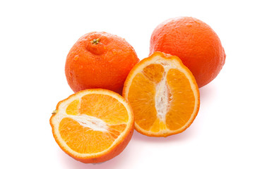 Orange fruits on a white background