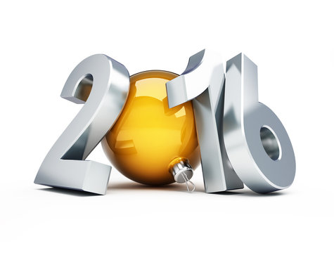 happy new year 2016 3d Illustrations on a white background