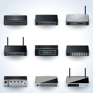 Network equipment vector icons