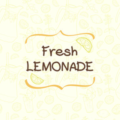 Lemonade hand drawn seamless pattern.