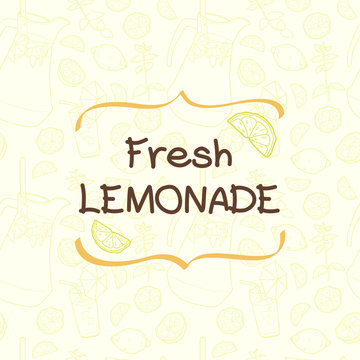 Lemonade hand drawn seamless pattern.