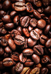 Roasted Coffee Beans background texture. Arabic roasting coffee