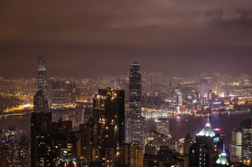 Fototapeta na wymiar Nightview of Hong Kong city from Victoria Peak