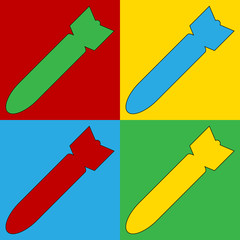 Pop art bomb symbol icons.