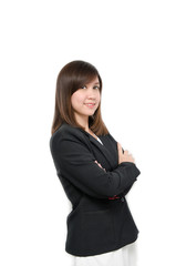 Asian Business  woman in suit portrait on white background