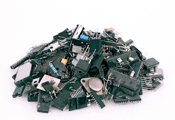 A pile of old radio parts
