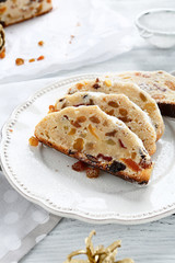 Stollen pieces on a plate