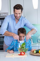 Happy family preparing lunch together