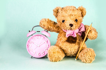 retro and vintage style of Old fashioned alarm clock and cute br