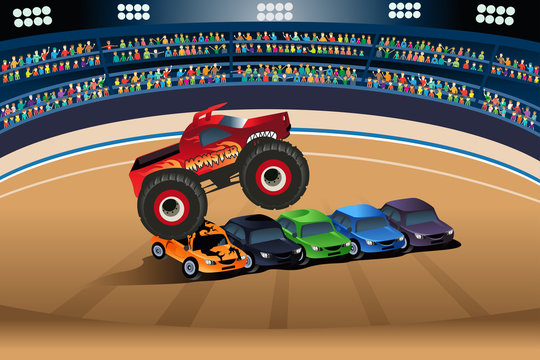 Race Car Monstertruck Cartoon Stock Illustration - Download Image Now - Monster  Truck, Illustration, Wheel - iStock
