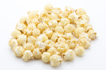 Popcorn isolated on the white background.