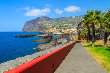 Coastal promenade in Funchal town, Madeira island, Portugal
