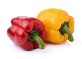 red and yellow pepper bell isolated on white background