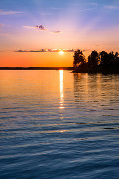 tranquil view of a beautiful sunset in Sweden