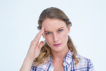 Obraz premium Pretty hipster with headache