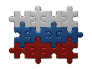 Russian flag of puzzle pieces