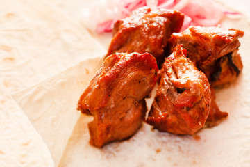 Grilled kebab meat
