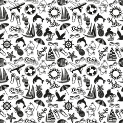 black and white summer icons