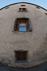 Wall of old house.Rustic style.