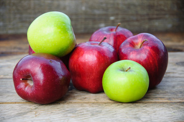 Apple on wooden background, Fruit or healthy fruit