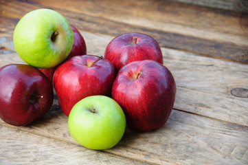 Apple on wooden background, Fruit or healthy fruit