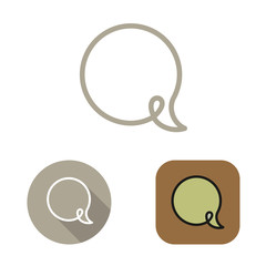 Contour social network babble icon and stickers vector set