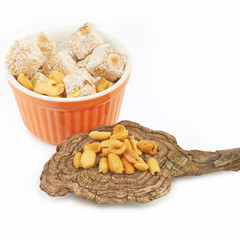 Turkish delight on a white background