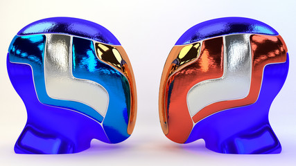 two Scifi Helmet purple and orange glossy