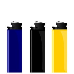Realistic illustration three colored lighter